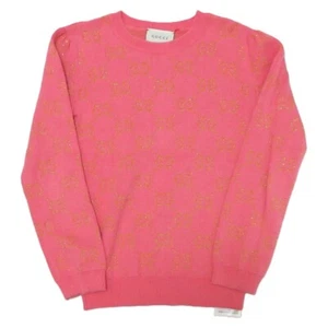 GUCCI GGPattern glitter yarn long sleeve sweater for kids size 8 pink Kids USED - Picture 1 of 11