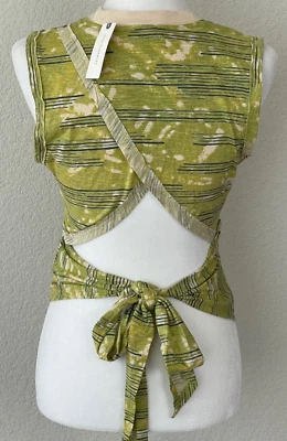 NUEVO CON ETIQUETAS $58 ANTHROPOLOGIE PILCRO Camiseta sin mangas a rayas verdes Wms XS Foto 1 de 4