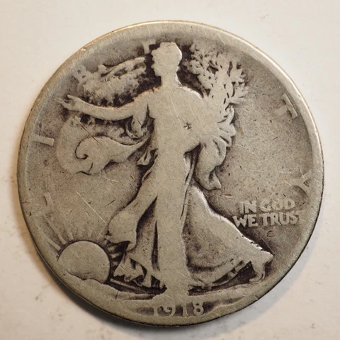 1918 S WALKING LIBERTY SILVER HALF DOLLAR - FREE SHIPPING! A3761 Cover