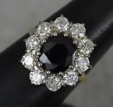 Classic Lady Diana Sapphire and 1.5ct Diamond 18ct Gold Cluster Ring