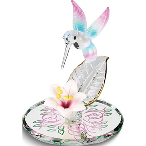Cotton Candy Hummingbird W/Flower Glass Figurine Designer Jewelry by Sweet Pea - Picture 1 of 12