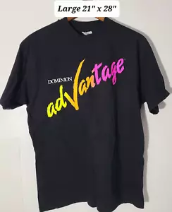 T-shirt grande nera vintage anni 90 Dominion Advantage punto singolo made/USA OTTIME CONDIZIONI - Foto 1 di 5