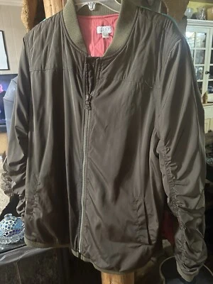 LOGO by Lori Goldstein Bomber Jacket with Side Zips (Reg. $183). Size L - Image 1 of 2