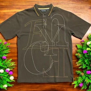 Enyce Vintage Y2K Baggy Giant Logo Brown Embroidered Polo Shirt Mens Size XXL - Picture 1 of 8