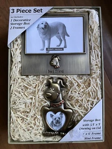 Dog Storage Box With Best Friends Metal Picture Frames, 3 Piece Set - Picture 1 of 9
