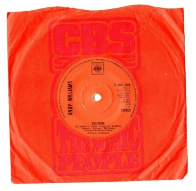 ANDY WILLIAMS - SOLITAIRE / MY LOVE. UK 1973 ORIG 7" & CO/SLEEVE. N/MINT - Image 1 of 2
