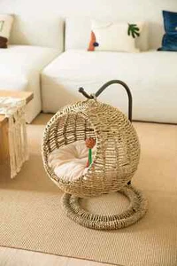 Yospot handgefertigtes Katzenbett Korb aus Weide Schaukel Haustier Haus Nest - Bild 1 von 7