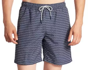 $98 Michael Kors Men's Geometric Swim Trunks, Midnight, Size L - Picture 1 of 1
