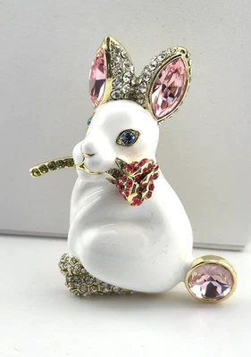 Heidi Daus "Ravishing Roger" Crystal & Enamel Floral Rabbit Pin #103 - Image 1 of 4