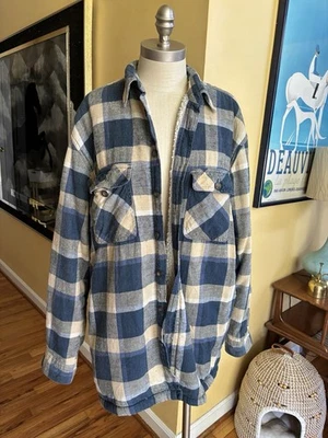 Camisa chaqueta vintage de franela a cuadros de piel de oveja sintética Fieldmaster Foto 1 de 4