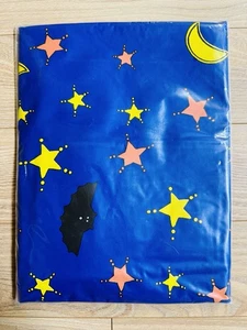 Vintage Vinyl Halloween Shower Curtain Blue Star Bat Hookless NIB - Picture 1 of 2