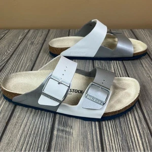 Birkenstock Arizona Split White and Gray Sandals Women's 10 - Picture 1 of 11