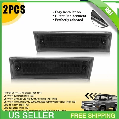 Cubiertas de carcasa de luz de marcador lateral de lente ahumada para 81-91 Chevrolet C10 C20 C30 GMC Foto 1 de 4