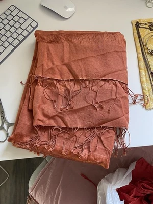 Cachecol feminino vermelho laranja pashmina envoltório seda cashmere, macio - Imagem 1 de 4