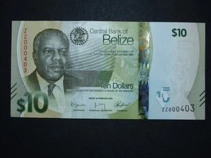 Belize 10 dollars P W75 2025 UNC ZZ REPLACEMENT LOW SERIAL NUMBER ZZ000403 RARE - Picture 1 of 2