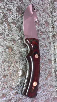 Cuchillo desollador de cuchillos personalizados ORT OZ con gancho para tripa con funda de cuero Foto 1 de 4