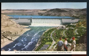 Grand Coulee Dam Panorama View Washington Vintage Postcard - Picture 1 of 2