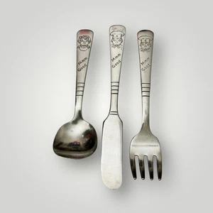 Campbell's Soup Childrens Fork Knife & Spoon Set Silverplate 1950's WM Rogers - Picture 1 of 6