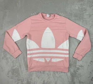 Adidas Youth 13-14 Long Sleeve Pink White Sweater Logo - Picture 1 of 10