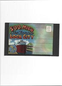 MICHIGAN Souvenir Folder "Lock City, Soo" UNUSED Clean 1940's 18 Photos - Picture 1 of 2