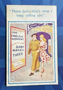 Saucy Comic Postcard 1952 Pictures Cinema Poster ONE CARELESS MOMENT BABY MAKE 3 - Picture 1 of 2