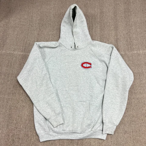 Vintage Montreal Canadians Hoodie Mens Large Gray 1990s NHL Hockey Cover