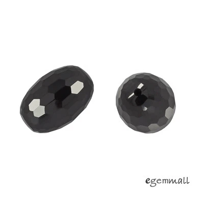 2 cuentas de barril ovaladas de circonita cúbica 10x14 mm negras #64351 Foto 1 de 2