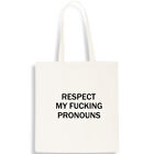 Respect My F***ing Pronouns Adult Cotton Tote Bag LGBTQ+ Shopper Carrier Shou...