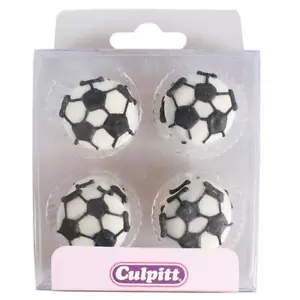 Edible Cake Decoration Football Pipings Sugar Cupcake Topper - Picture 1 of 1