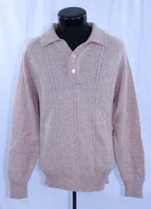 Anderson Little M Hombre 100% Corderos Lana Suéter Polo Golf Collar Caqui - Imagen 1 de 12