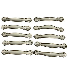 Vintage Drawer Cabinet Pulls Handles White & Gold NEW 10 In Pack ￼ - Picture 1 of 9