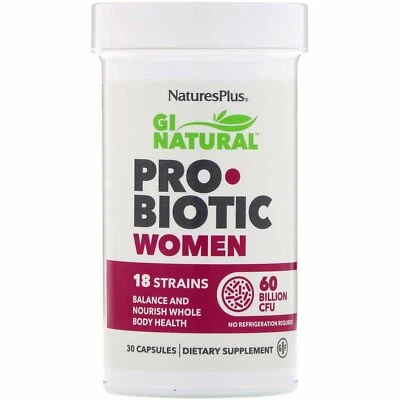 Probiótico natural Nature's Plus, GI para mujeres, 60 mil millones de UFC, 30 cápsulas Foto 1 de 2