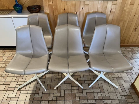 60s Mid Century Modern Knoll Richard Schultz Dining Chair Gray Leather Rare Cover