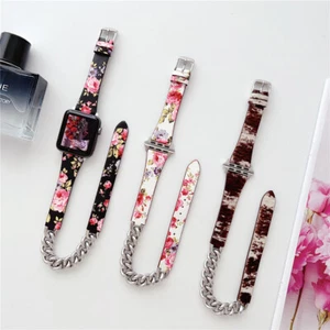Correa de cuero floral doble círculo para Apple Watch 11 10 9 8 7 6 44/41/45/42/46 mm - Imagen 1 de 27