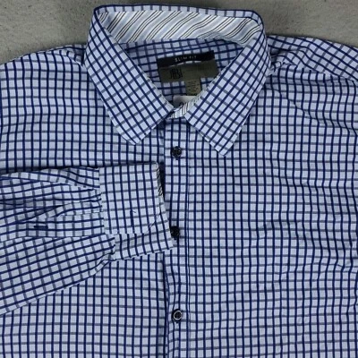 Jhane Barnes Shirt Mens 2XL Blue Check Casual Button Up Long Sleeve - Image 1 of 4