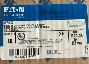 Crouse Hinds 270G, Box of 50, 3/4” Condulet Cover W/Gasket - Picture 1 of 3