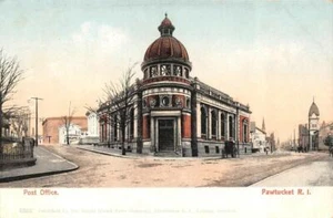 PAWTUCKET, RI Rhode Island   POST OFFICE & STREET SCENE   c1900's UDB Postcard - Picture 1 of 2