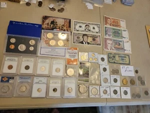 45 PCGS slabbed coin lot unc, SILVER & GOLD BAR, MORGAN DOLLAR Proof set - Picture 1 of 13