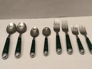 Juego de 10 cubiertos vintage Oneida Palette Hunter de acero inoxidable verde, - Imagen 1 de 12