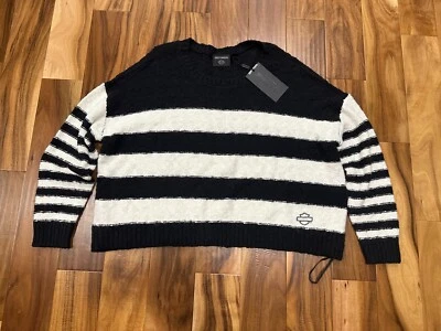 Женский свитер Harley Davidson в черно-белую полоску размер 2XL XXL E43B3 - Изображение 1 из 4