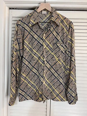 Camisa Jantzen Vintage Años 70 Talla Grande Multicolor Disco Poliéster Abotonada Foto 1 de 4