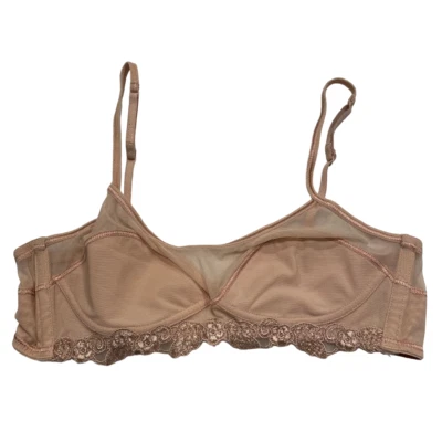 Sutiã La Perla tamanho 32B Maison contorno bordado acabamento sem enchimento tule transparente - Imagem 1 de 4