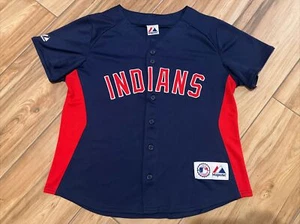 Vintage Indians Mens Med. Majestic Sewn Jersey Navy Blue Sizemore Cleveland EUC - Picture 1 of 10