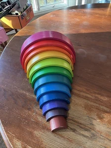 Grimms Arcobaleno in Legno Giocattolo Montessori Grande AUTENTICO **ARCOBALENO COMPLETO** - Foto 1 di 4
