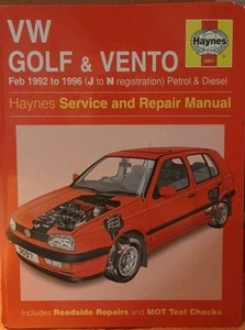 VW GOLF MK3,GTI,16V,TDI,DRIVER,RYDER,MATCH,L,CL,GL,TD,D HAYNES MANUAL 1992-1996 - Picture 1 of 5