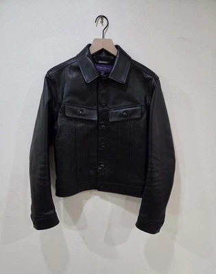 Chaqueta de Camionero Ralph Lauren Etiqueta Púrpura Western Polo Oso Cuero Talla Pequeña Foto 1 de 4