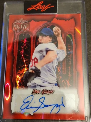 Hoja de metal 2025 Halloween Eric Gagne Red Lava automático 1/13 Los Angeles Dodgers Foto 1 de 2