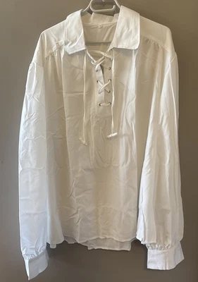 Hombres Camisa Pirata Medieval Top Vestido Elegante Liso Gótico Renacimiento 2XL Foto 1 de 3