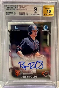 2016 Bowman Chrome Bryan Reynolds Rookie BGS 9 Mint On-Card Auto 10 Pirates OF - Bild 1 von 2