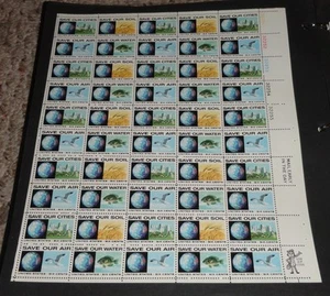US #1410-13 Full Mint Sheet - Anti-Pollution Commemorative Issue - 6 cent MNH - Picture 1 of 2